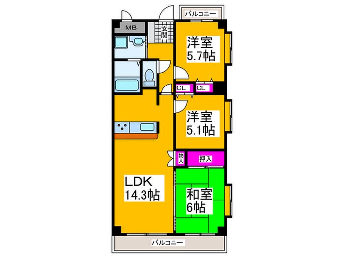間取り図 シャルマンフジ堺北(106)