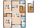 グランディ－ル流木Ｂ棟の間取図