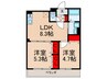 ラモーナ北条Ⅲ 2LDKの間取り
