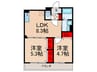 ラモーナ北条Ⅲ 2LDKの間取り
