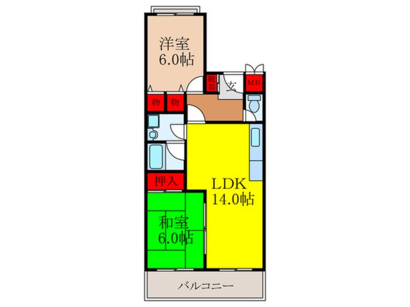 間取図 プライムハイツ中田