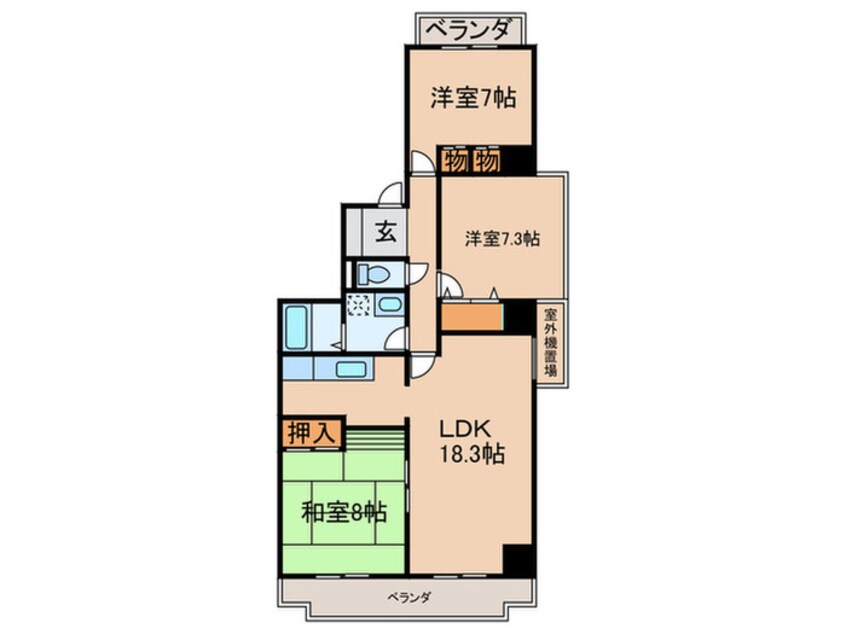 間取図 ヴェルデ北堀江