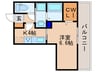 Cozy Cote 上鳥羽 1Kの間取り