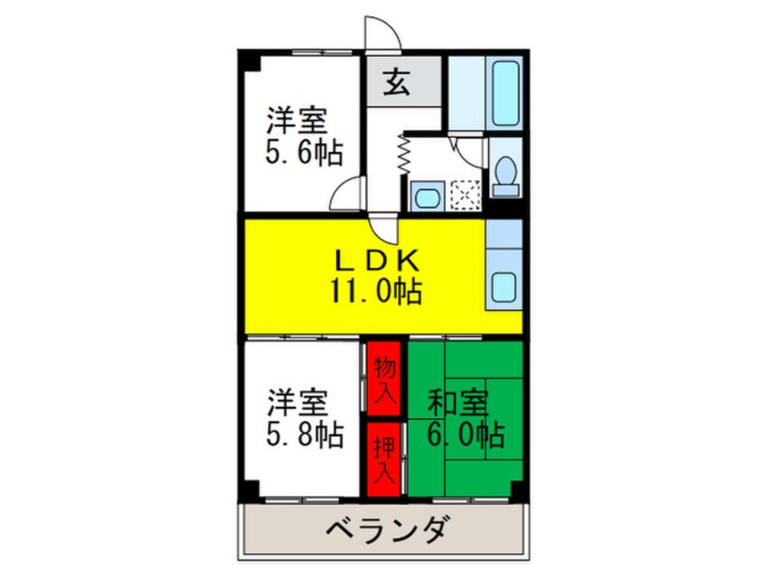 間取図 ｸﾞﾗﾝﾃﾞｨ-ﾙ小山