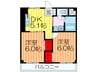 ハイブリット交北Ⅱ 2DKの間取り
