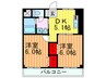 ハイブリット交北Ⅱ 2DKの間取り