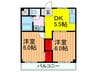 ハイブリット交北Ⅱ 2DKの間取り