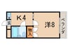 シャンポール 1Kの間取り