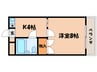 シャンポール 1Kの間取り