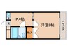 シャンポール 1Kの間取り