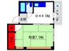 クレセントマンション 1DKの間取り