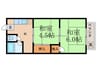 第２白樺荘 2Kの間取り