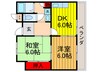 モンテベルデ交野 2DKの間取り