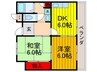 モンテベルデ交野 2DKの間取り