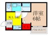 グラシアスコート荒本 1Kの間取り