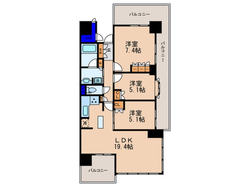 間取図 ロジュマンタワー梅田(213)