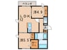 シャロームナカムラ３番館　南棟 2LDKの間取り