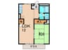 信雄マンション 1LDKの間取り