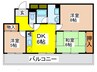 ドム－ル長居 3DKの間取り
