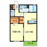 ヴィラブルームA棟 1LDKの間取り
