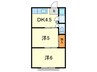 門戸東ハイツ 2DKの間取り