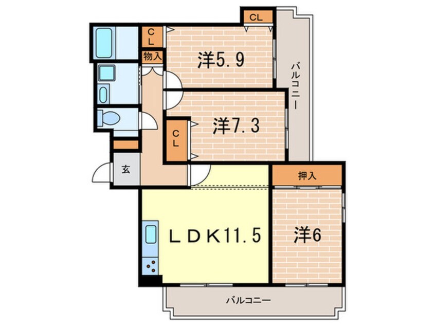 間取図 ガーデンフラッツ夙川