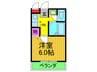 フラットカキノキ 1Kの間取り