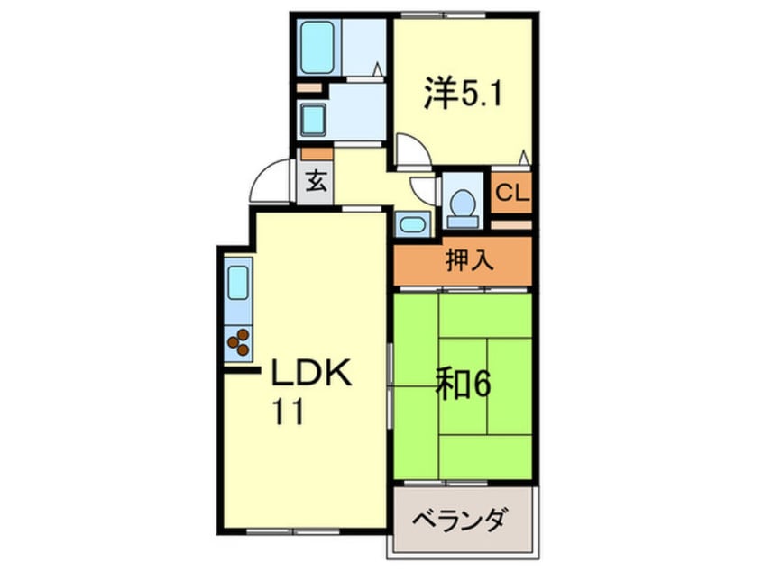 間取図 岡田山ハイツＢ棟