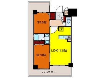 間取図 ｴｽﾃﾑﾌﾟﾗｻﾞ神戸西Ⅴﾐﾗ-ｼﾞｭ(1301)