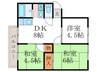 ドロワ－橘 3DKの間取り