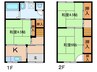 若王寺1丁目テラスハウス南棟 3Kの間取り