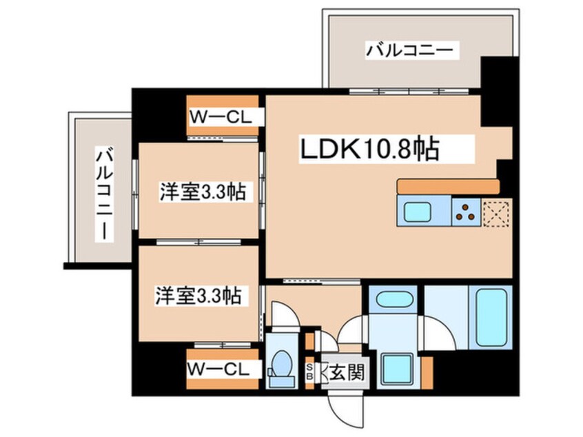 間取図 セレニテフラン難波