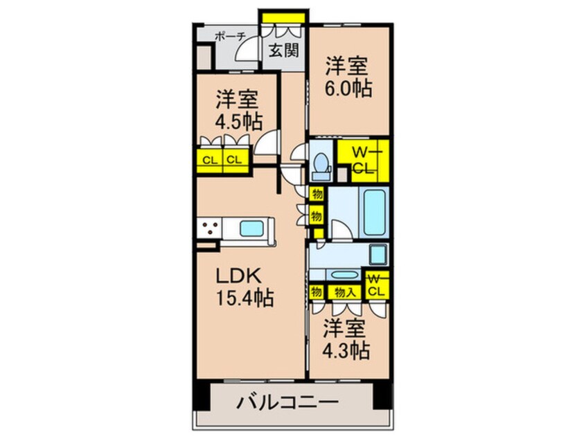 間取図 プラウド樟葉（1102）