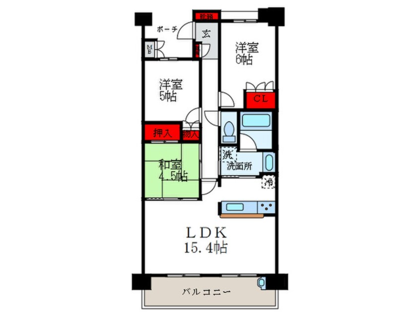 間取図 ジオ豊中岡上の町（107）