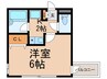 クラウンハウス 1Kの間取り