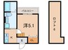 メゾンノワール 1Kの間取り