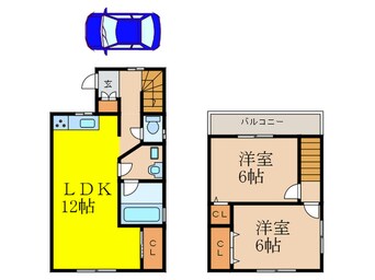 間取図 安井１／２貸家