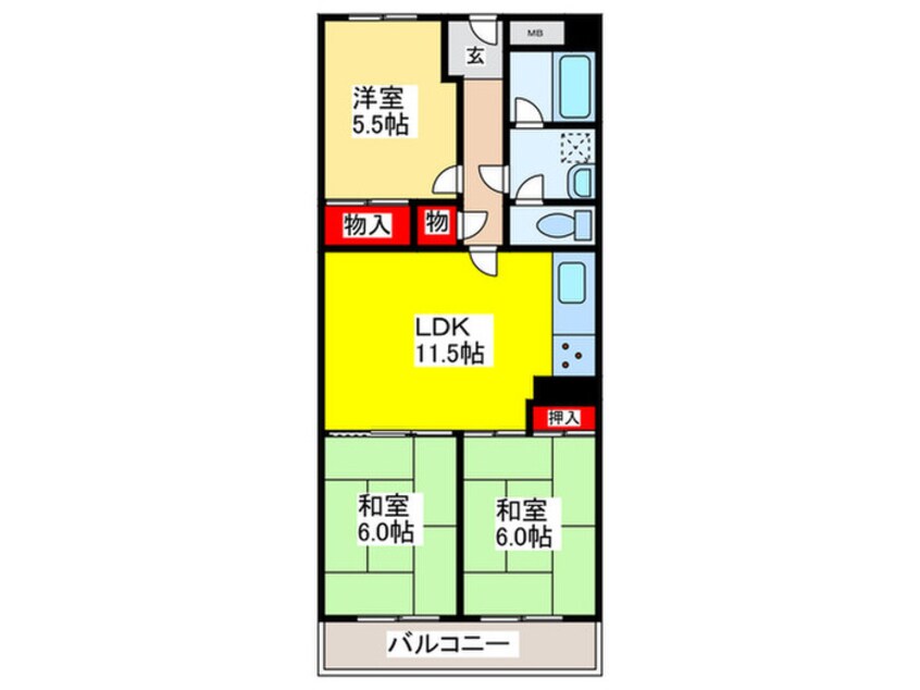 間取図 久宝寺ｸﾞﾘｰﾝﾏﾝｼｮﾝ（619）