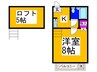 ヨーロピアンくみの木 1Kの間取り