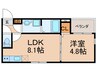レーベンハイム西加賀谷 1LDKの間取り