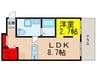 コスモクレスト柴島 1LDKの間取り