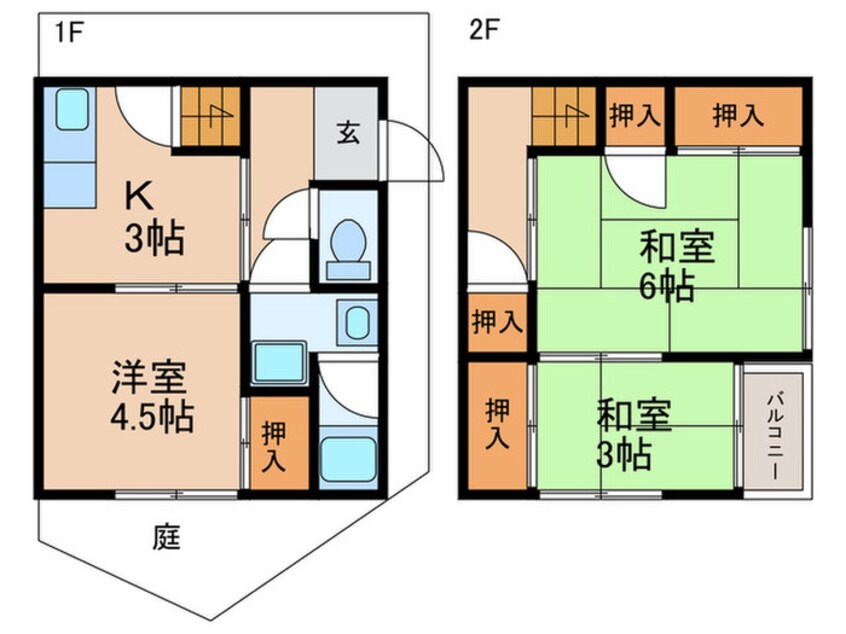 間取図 東五百住町貸家西側