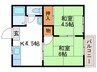 谷ヶ辻ハイツ 2Kの間取り