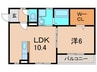 コ－ト高法寺 1LDKの間取り
