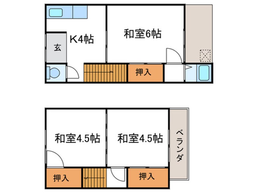 間取図 大枝中山町2-231連棟貸家