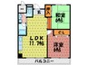 大橋マンション二番館 2LDKの間取り