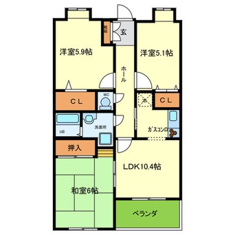 間取図 エーデル雲雀丘二番館