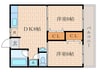 桂リバーサイドハイツ 2DKの間取り