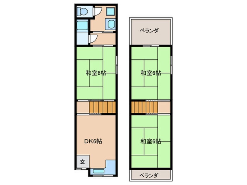 間取図 山本2階建貸家(菱川)