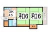 ＷＥＳＴヒルズ平野 2DKの間取り
